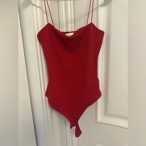 H&M Red Crinkle Texture Bodysuit